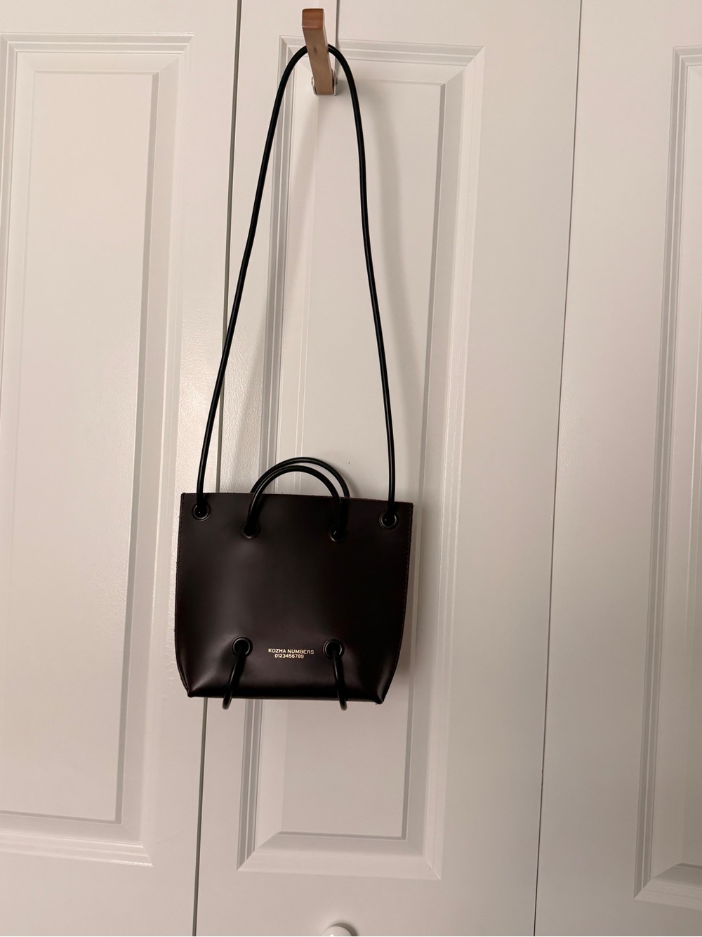 Kozha Numbers Crossbody Tote in Dark Burgundy